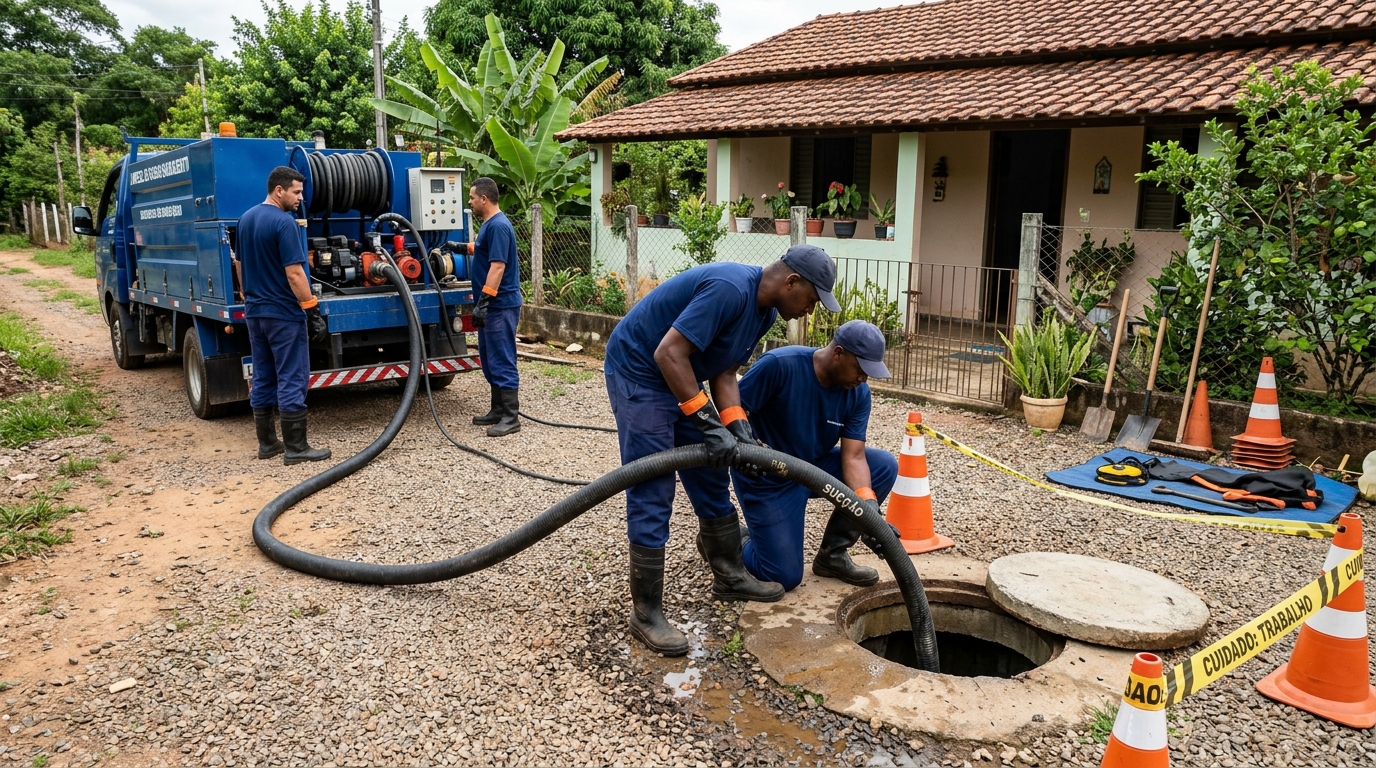 Equipe de desentupimento de fossa em Cuiabá-MT