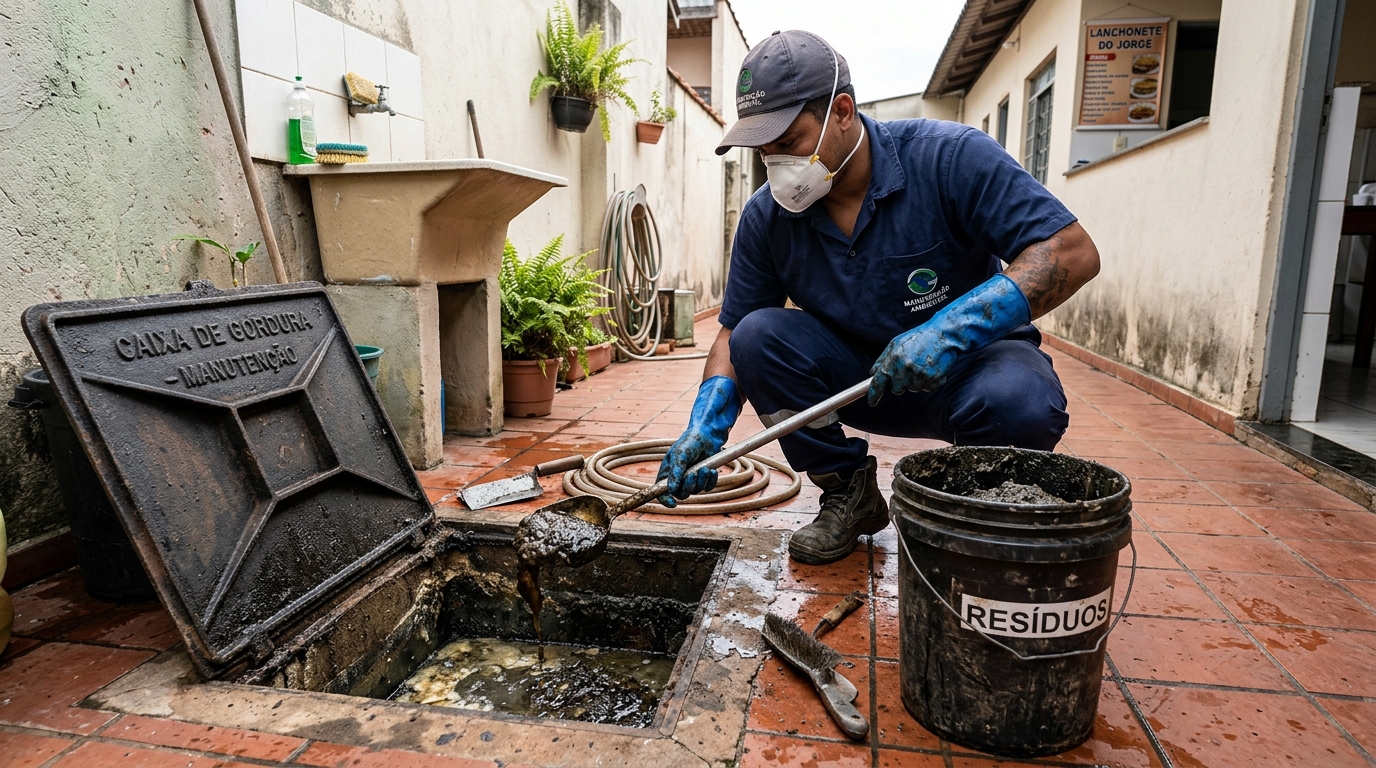 Remoção de lodo de caixa de gordura em Cuiabá-MT